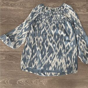 Daniel Rainn Blue and Cream Patterned Blouse